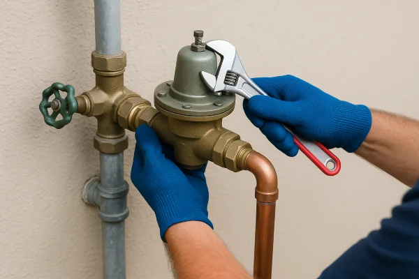 a leaking sink pipe with some tools on the floor